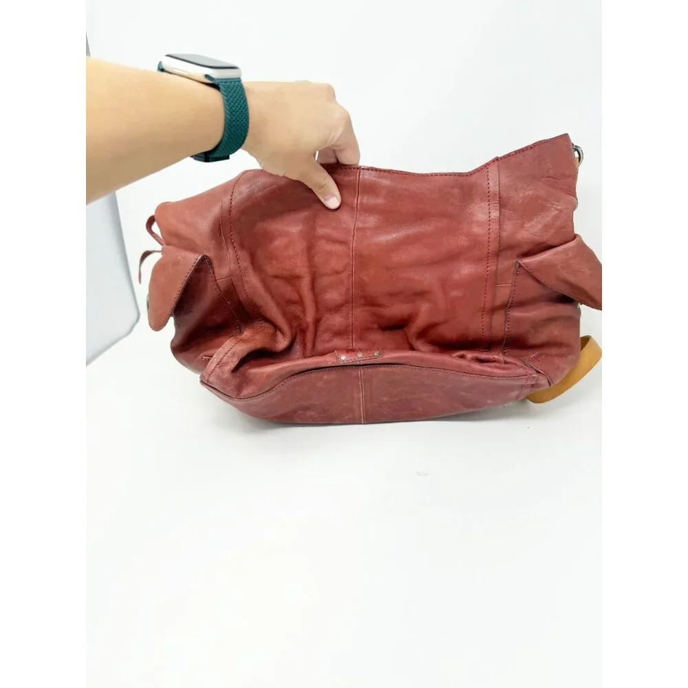 We The Free Free People Ledger Leather Crossbody Bag‎ Purse Crimson Red One Size